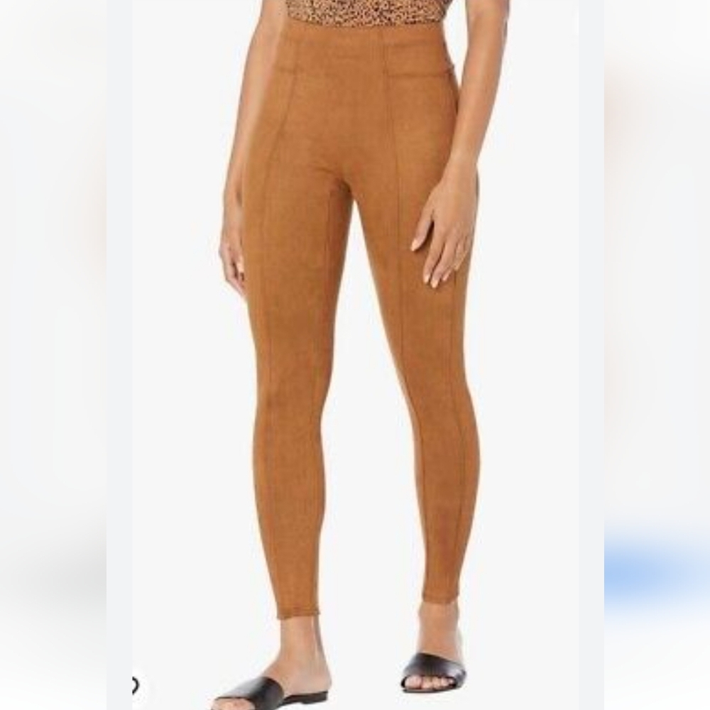 Spanx Brown Faux Suede-Style Leggings Petite Medium NWOT